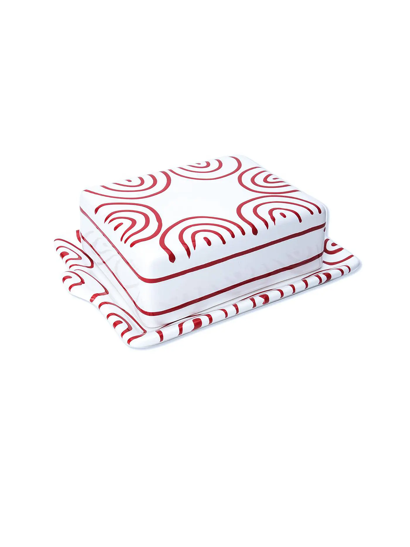 GMUNDNER KERAMIK | Butterdose "Rot Geflammt" 250g | 